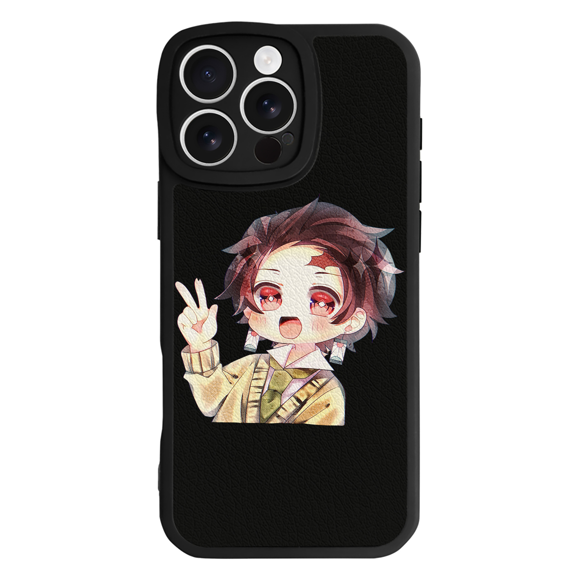 （画像用） 鬼滅の刃 竈門 炭治郎／かまど たんじろう Kamado Tanjirou 【iPhone 16シリーズ対応】シリコンスマホケース（レザー調） 材質：シリコン